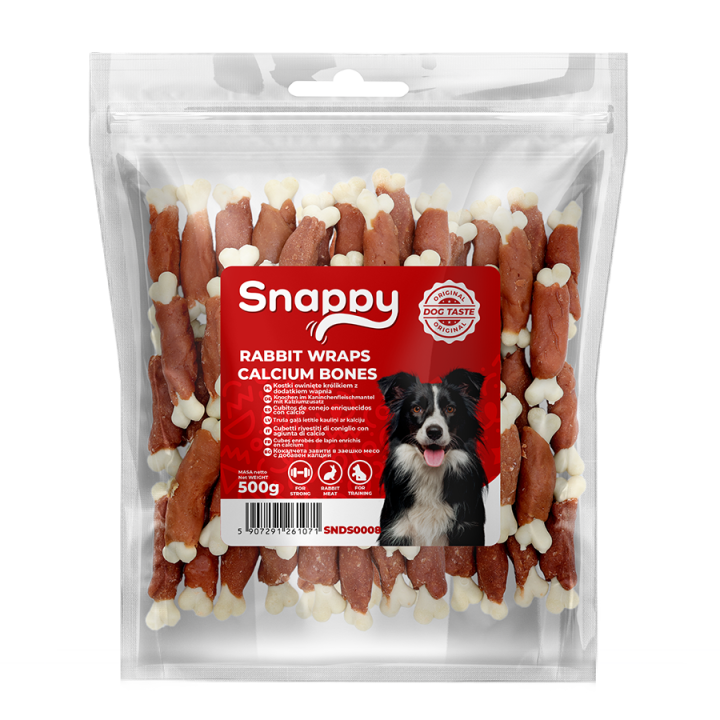 Przysmaki dla psa kostki wapniowe z królikiem - przysmaki dla psa 500g SNAPPY