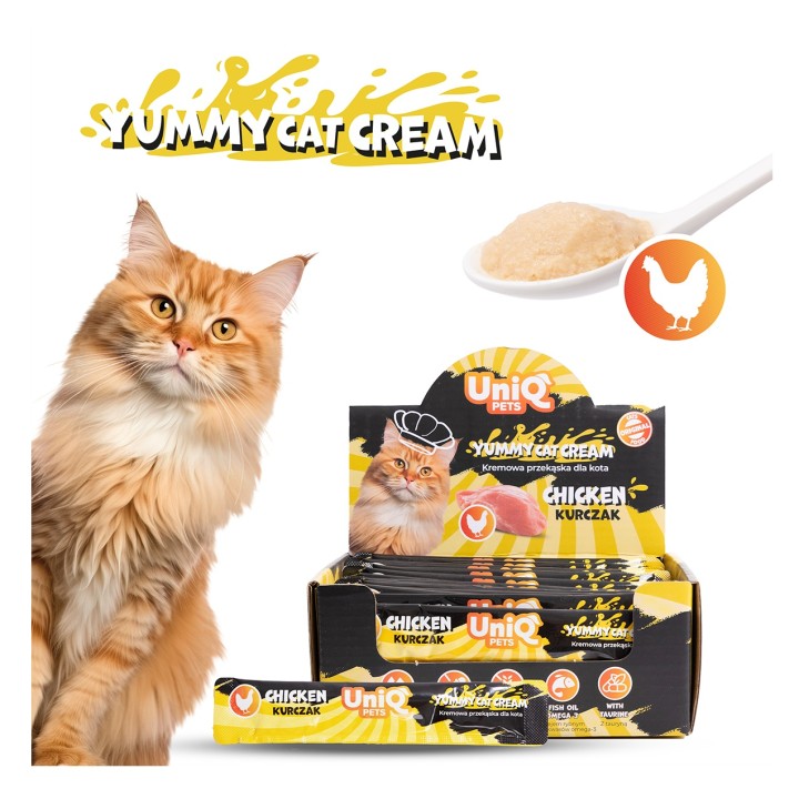 UNIQ PETS KREMOWA PRZEKĄSKA DLA KOTA PURRCREAM 15 g x 50 szt o smaku kurczaka