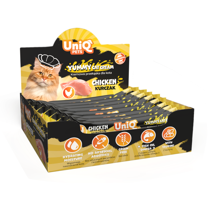 UNIQ PETS KREMOWA PRZEKĄSKA DLA KOTA PURRCREAM 15 g x 50 szt o smaku kurczaka