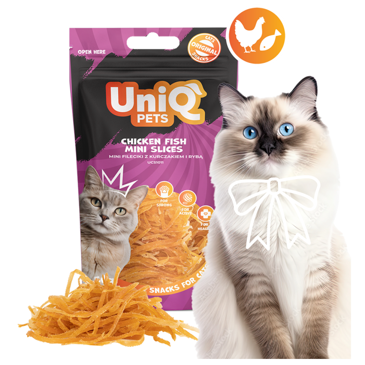 UNIQ PETS PRZYSMAKI DLA KOTA MIMI 50g mini fileciki z kurczakiem i rybą