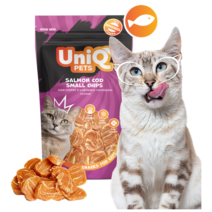 UNIQ PETS PRZYSMAKI DLA KOTA MIMI 50g mini chipsy z łososiem i dorszem