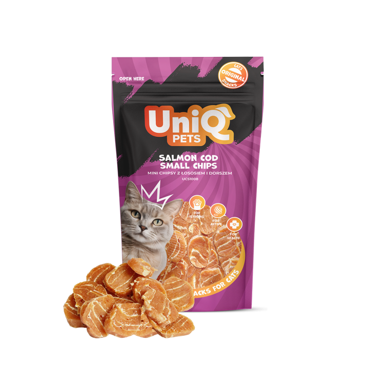UNIQ PETS PRZYSMAKI DLA KOTA MIMI 50g mini chipsy z łososiem i dorszem