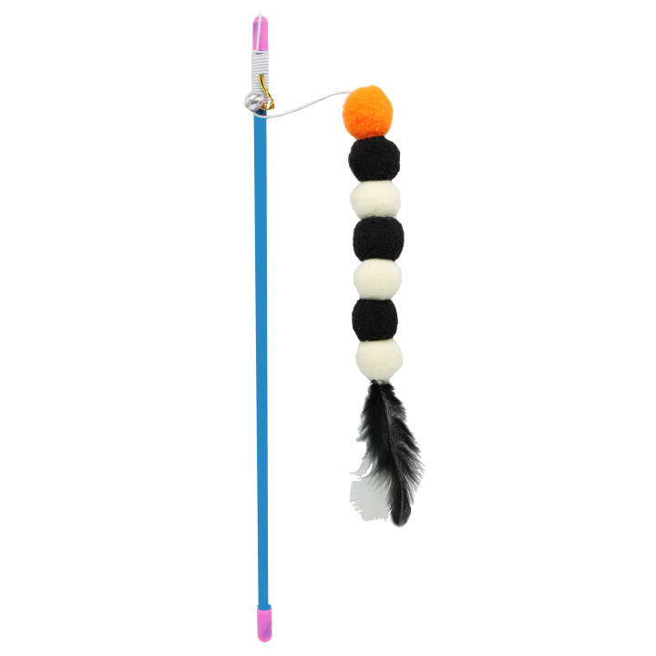 UNIQ PETS ZABAWKA DLA KOTA SWISHY wędka z linką, pluszową gąsiennicą i piórem 31-51cm