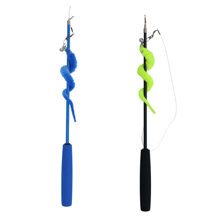 UNIQ PETS ZABAWKA DLA KOTA SWISHY zabawka dla kota teleskopowa wędka z gąsiennicą 100-179cm