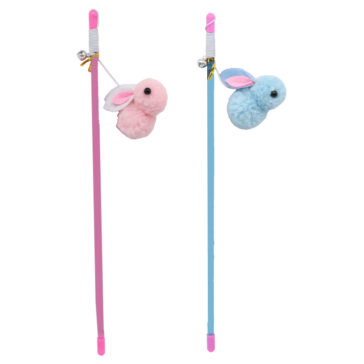 UNIQ PETS ZABAWKA DLA KOTA SWISHY plastikowa wędka z pluszowym królikiem na lince 30-75cm