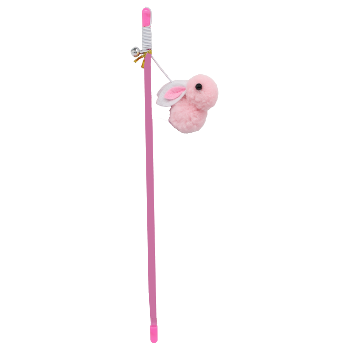 UNIQ PETS ZABAWKA DLA KOTA SWISHY plastikowa wędka z pluszowym królikiem na lince 30-75cm