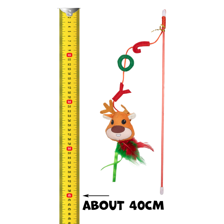 UNIQ PETS Plastikowa zabawka dla kota SWISHY świąteczna wędka 40 cm