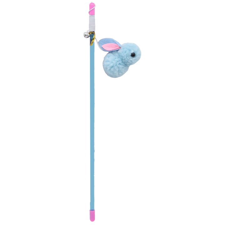 UNIQ PETS ZABAWKA DLA KOTA SWISHY plastikowa wędka z pluszowym królikiem na lince 30-75cm