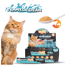 UNIQ PETS KREMOWA PRZEKĄSKA DLA KOTA PURRCREAM 15 g x 50 szt o smaku dorsza i wołowiny