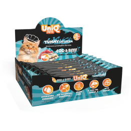 UNIQ PETS KREMOWA PRZEKĄSKA DLA KOTA PURRCREAM 15 g x 50 szt o smaku dorsza i wołowiny