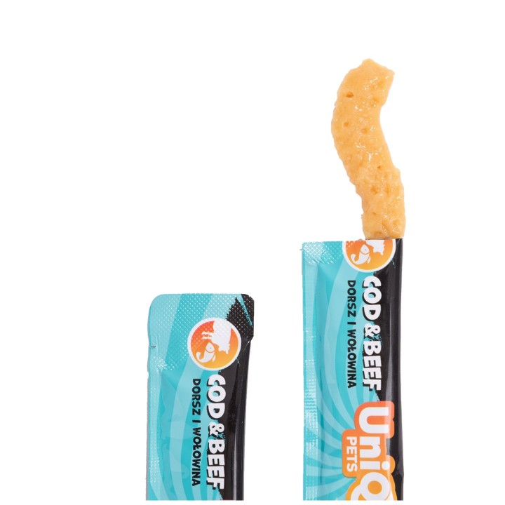 UNIQ PETS KREMOWA PRZEKĄSKA DLA KOTA PURRCREAM 15 g x 50 szt o smaku dorsza i wołowiny