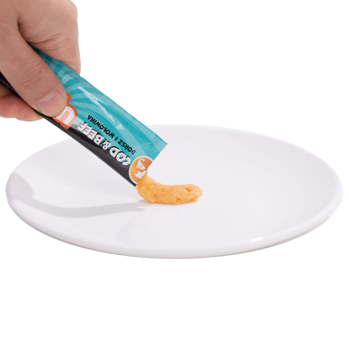 UNIQ PETS KREMOWA PRZEKĄSKA DLA KOTA PURRCREAM 15 g x 50 szt o smaku dorsza i wołowiny