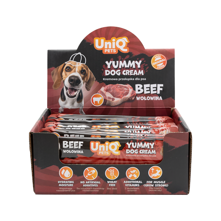 UNIQ PETS Przysmaki dla psa z wołowiny krem w saszetkach 15g x 50szt WUFFCREAM