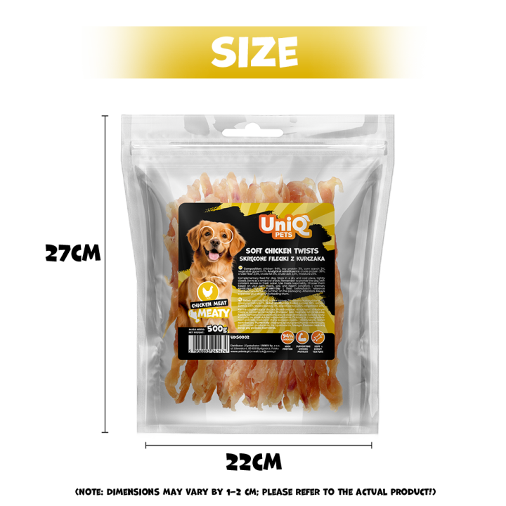 Przysmaki dla psa paski z kurczaka naturalne 500g UNIQ PETS