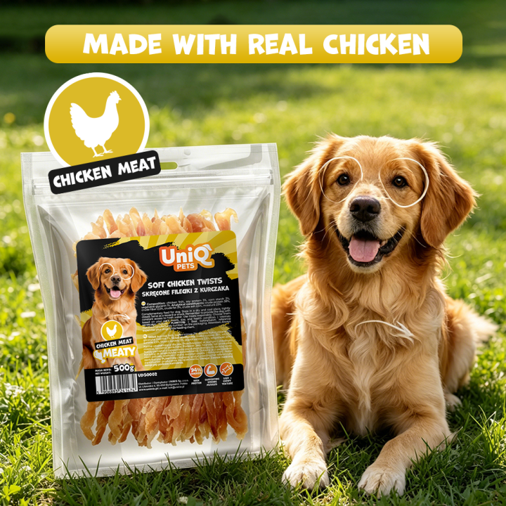 Przysmaki dla psa paski z kurczaka naturalne 500g UNIQ PETS