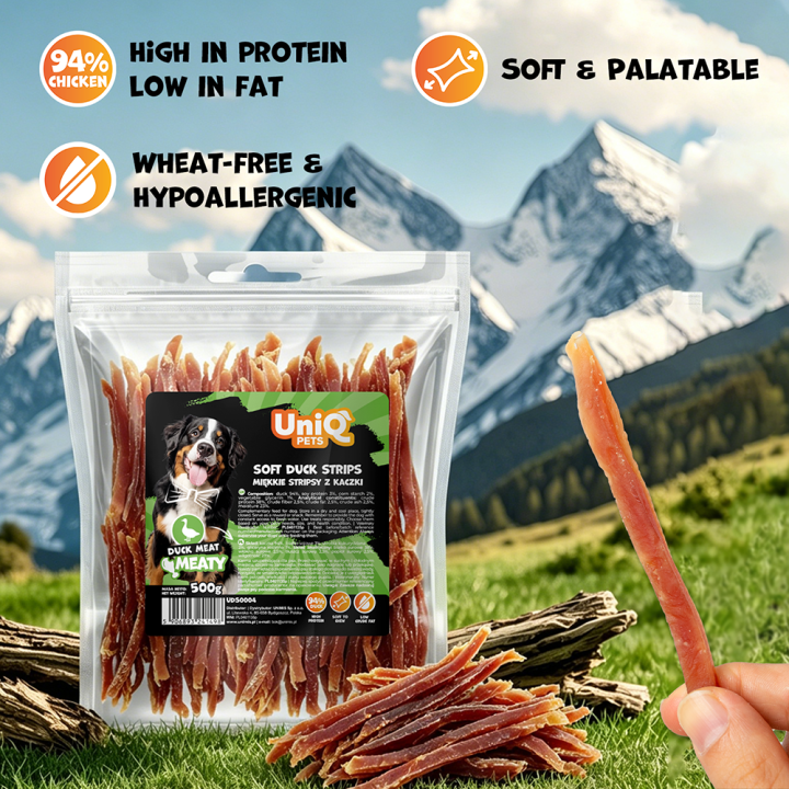 Paski z kaczki dla psa 500g Uniq Pets