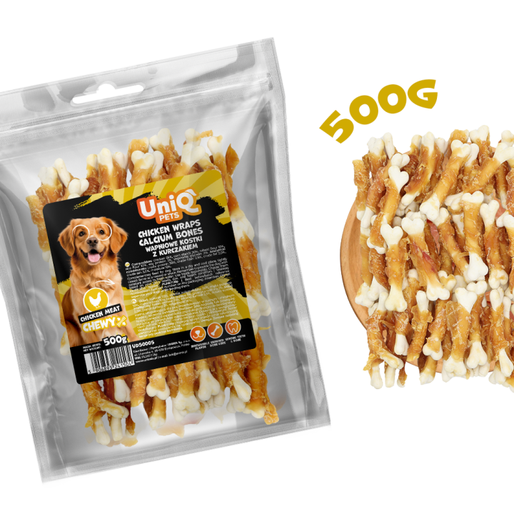 kostki dla psa z kurczakiem smaczki dla psa 500g Uniq Pets