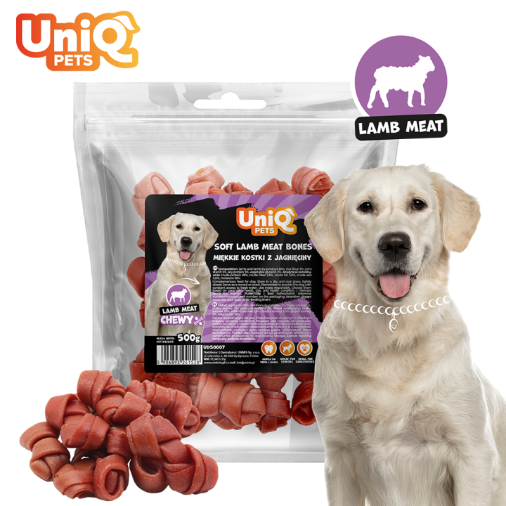 Smaczki dla psa kostki z jagnięciny 500g Uniq Pets