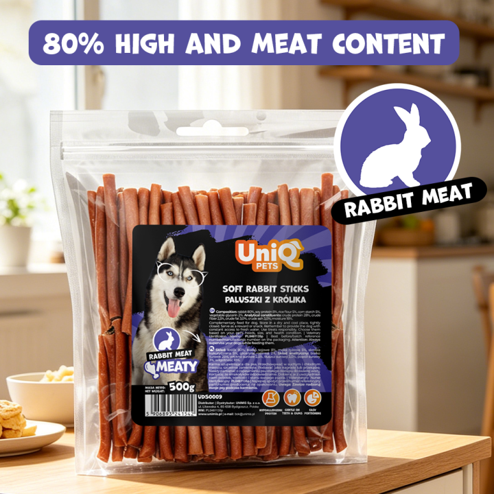 Paluszki dla psa z królika naturalne przysmaki dla psa 500g UNIQ PETS