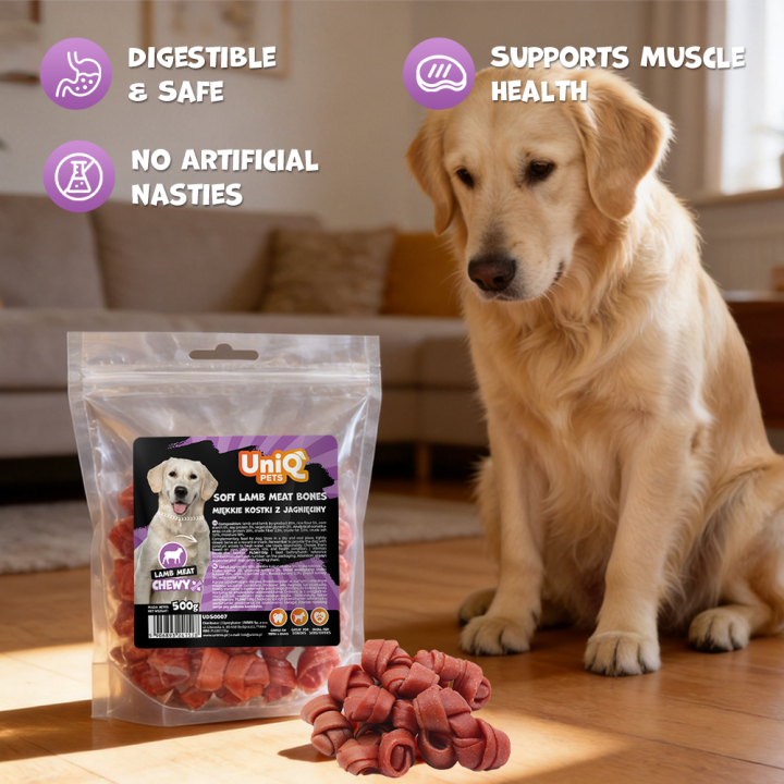 Smaczki dla psa kostki z jagnięciny 500g Uniq Pets