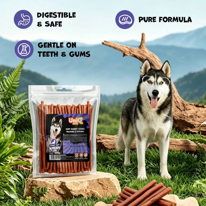 Paluszki dla psa z królika naturalne przysmaki dla psa 500g UNIQ PETS