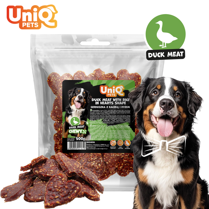 Smaczki dla psa kaczka z ryżem 500g Uniq Pets