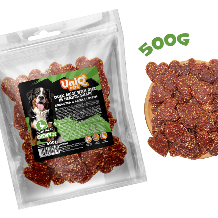 Smaczki dla psa kaczka z ryżem 500g Uniq Pets