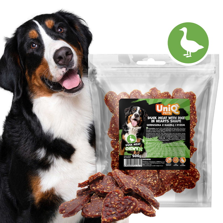 Smaczki dla psa kaczka z ryżem 500g Uniq Pets
