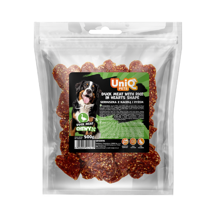 Smaczki dla psa kaczka z ryżem 500g Uniq Pets