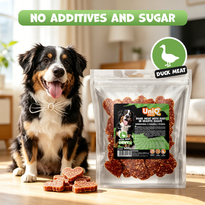 Smaczki dla psa kaczka z ryżem 500g Uniq Pets