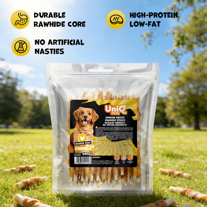Pałeczki owinięte kurczakiem 500g UNIQ PETS