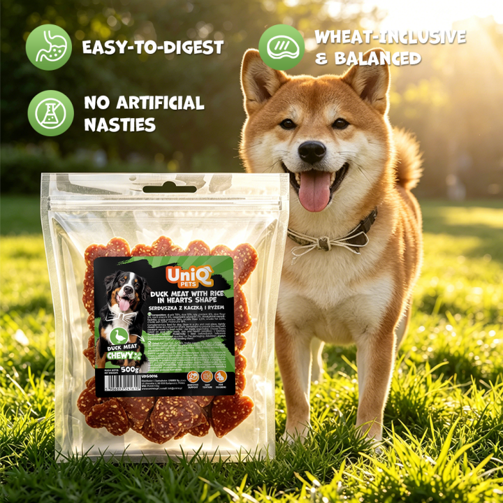 Smaczki dla psa kaczka z ryżem 500g Uniq Pets