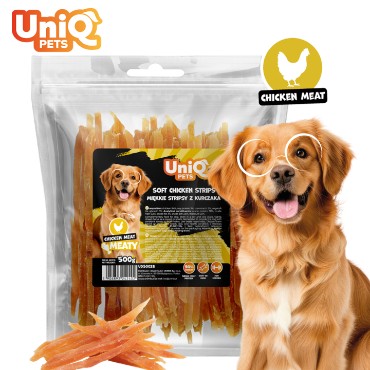 Paski z kurczaka miekkie 500g Uniq Pets