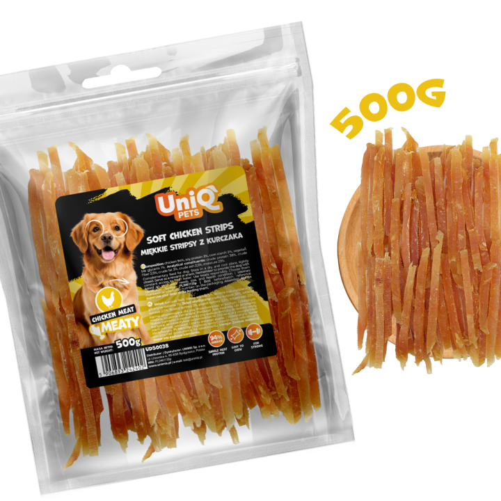Paski z kurczaka miekkie 500g Uniq Pets