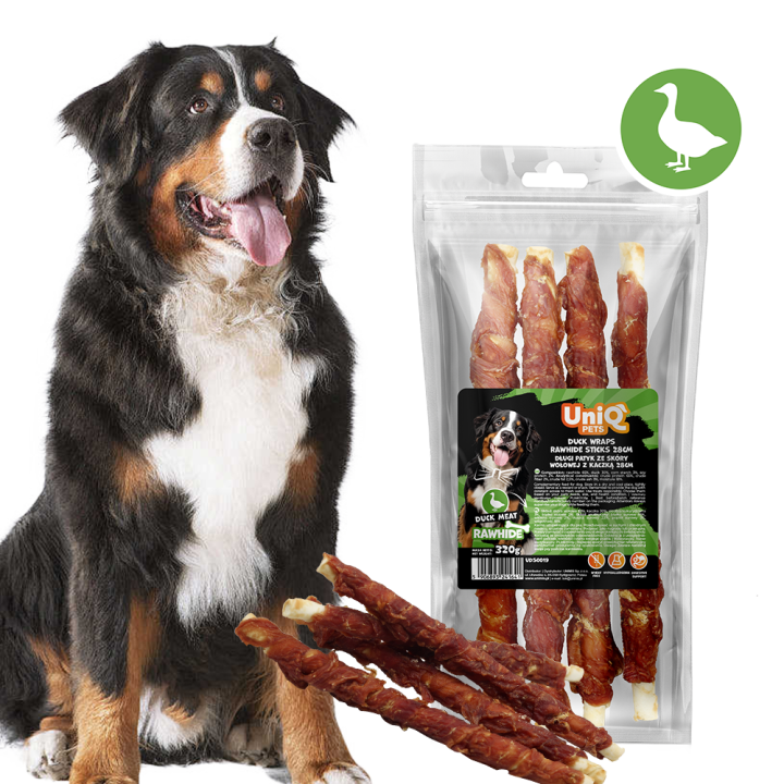 Pałeczki dla psa kaczka ze skórą wołową 320g Uniq Pets