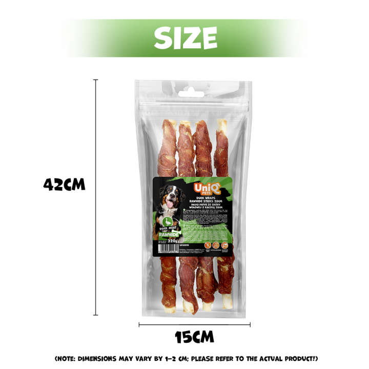Pałeczki dla psa kaczka ze skórą wołową 320g Uniq Pets