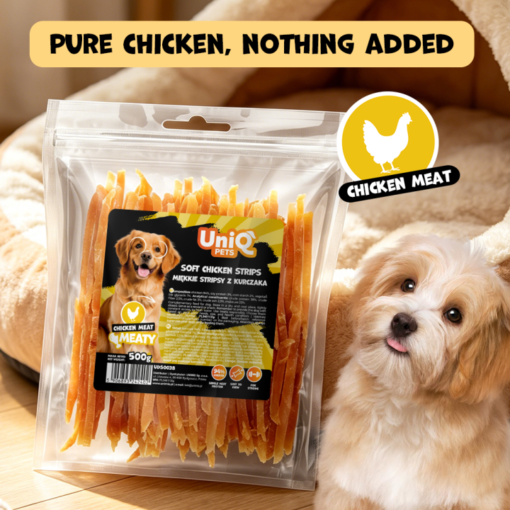 Paski z kurczaka miekkie 500g Uniq Pets