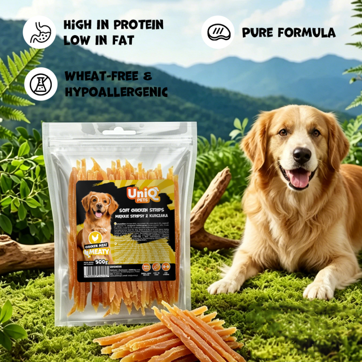 Paski z kurczaka miekkie 500g Uniq Pets
