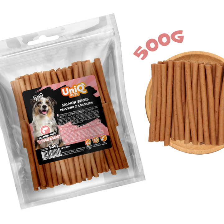 Przysmaki dla psa losos paluszki dla psa 500g Uniq Pets