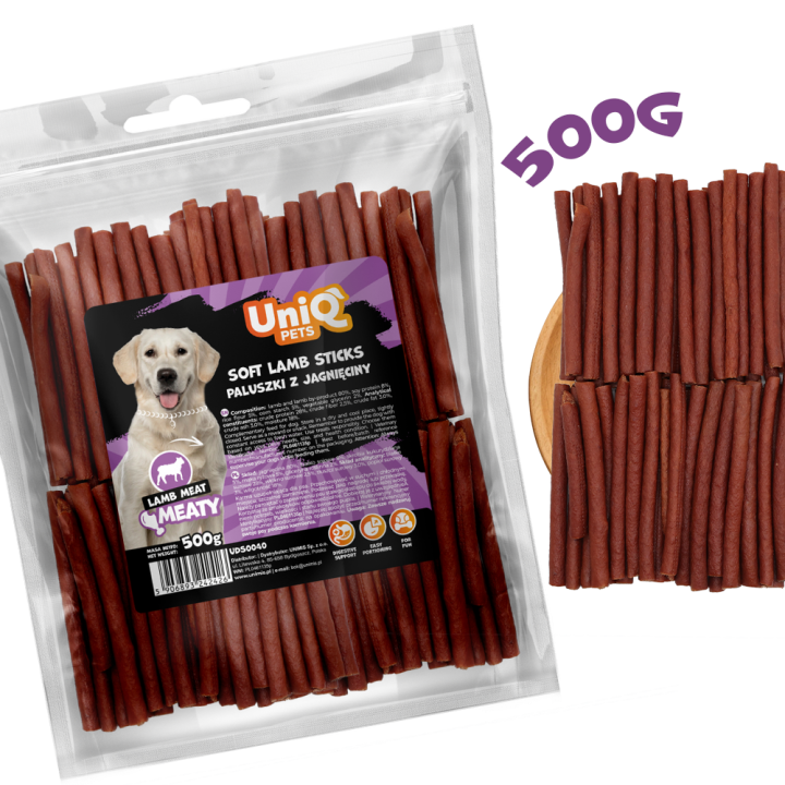 Miekkie paluszki dla psa z jagnięciny 500g Uniq Pets