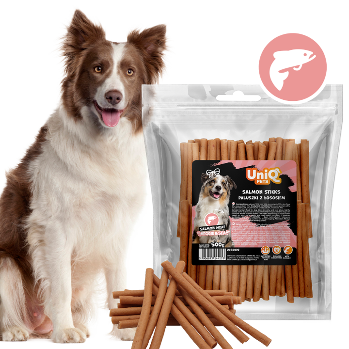 Przysmaki dla psa losos paluszki dla psa 500g Uniq Pets
