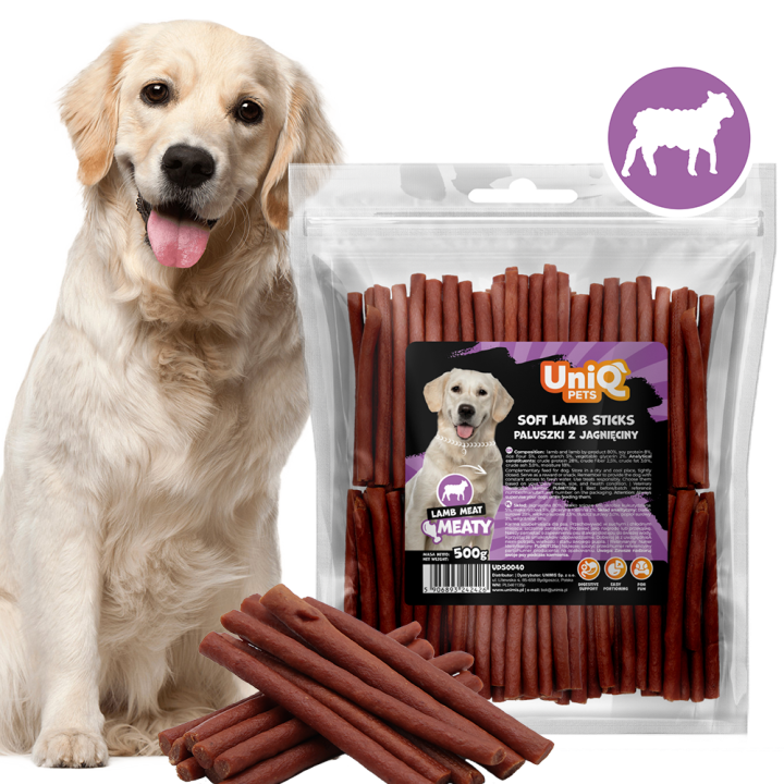 Miekkie paluszki dla psa z jagnięciny 500g Uniq Pets