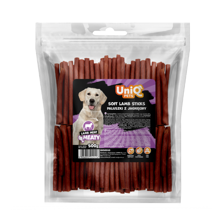 Miekkie paluszki dla psa z jagnięciny 500g Uniq Pets