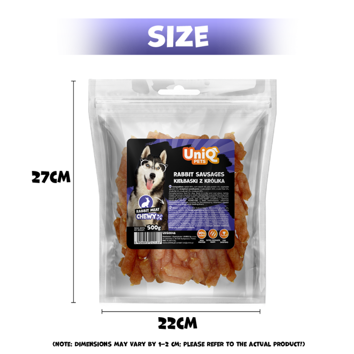 Przysmaki dla psa kiełbaski z królika 500g Uniq Pets