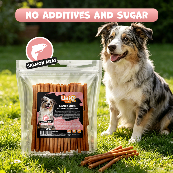 Przysmaki dla psa losos paluszki dla psa 500g Uniq Pets