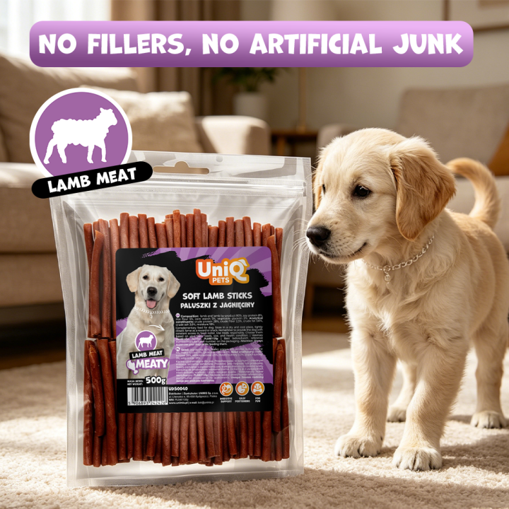 Miekkie paluszki dla psa z jagnięciny 500g Uniq Pets