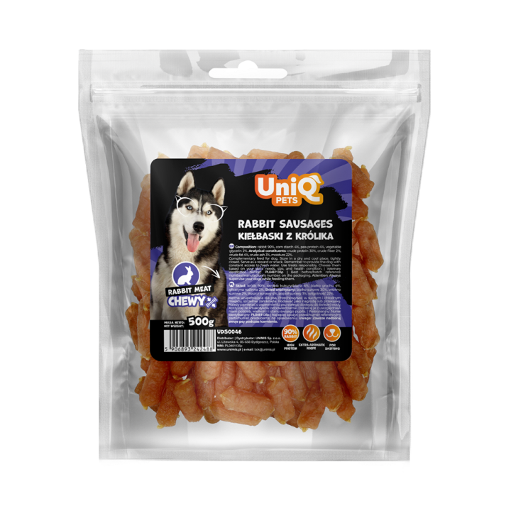 Przysmaki dla psa kiełbaski z królika 500g Uniq Pets