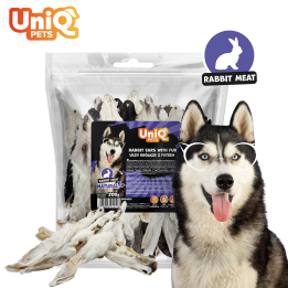 Uszy królicze z futrem naturalne przysmaki dla psa Uniq Pets