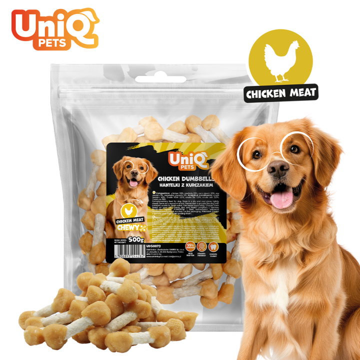 Przysmaki dla psa kostki z kurczakiem 500g Uniq Pets