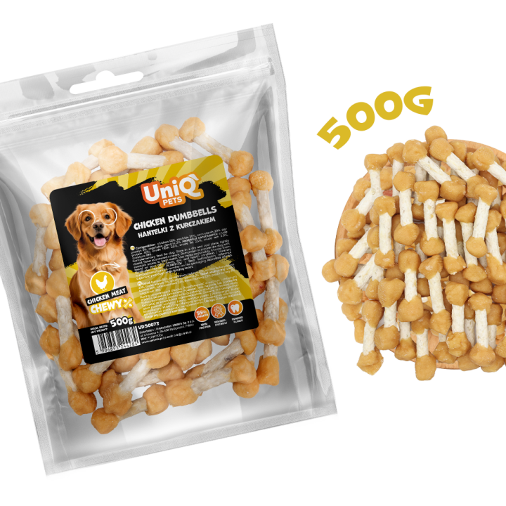 Przysmaki dla psa kostki z kurczakiem 500g Uniq Pets
